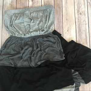 Colorblock Strapless Maxi Dress